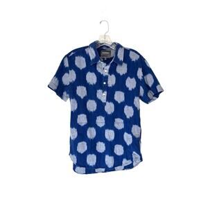 Bonobos Men's Blue Half Button Slim Fit Collared Short‎ Sleeve Shirt Medium